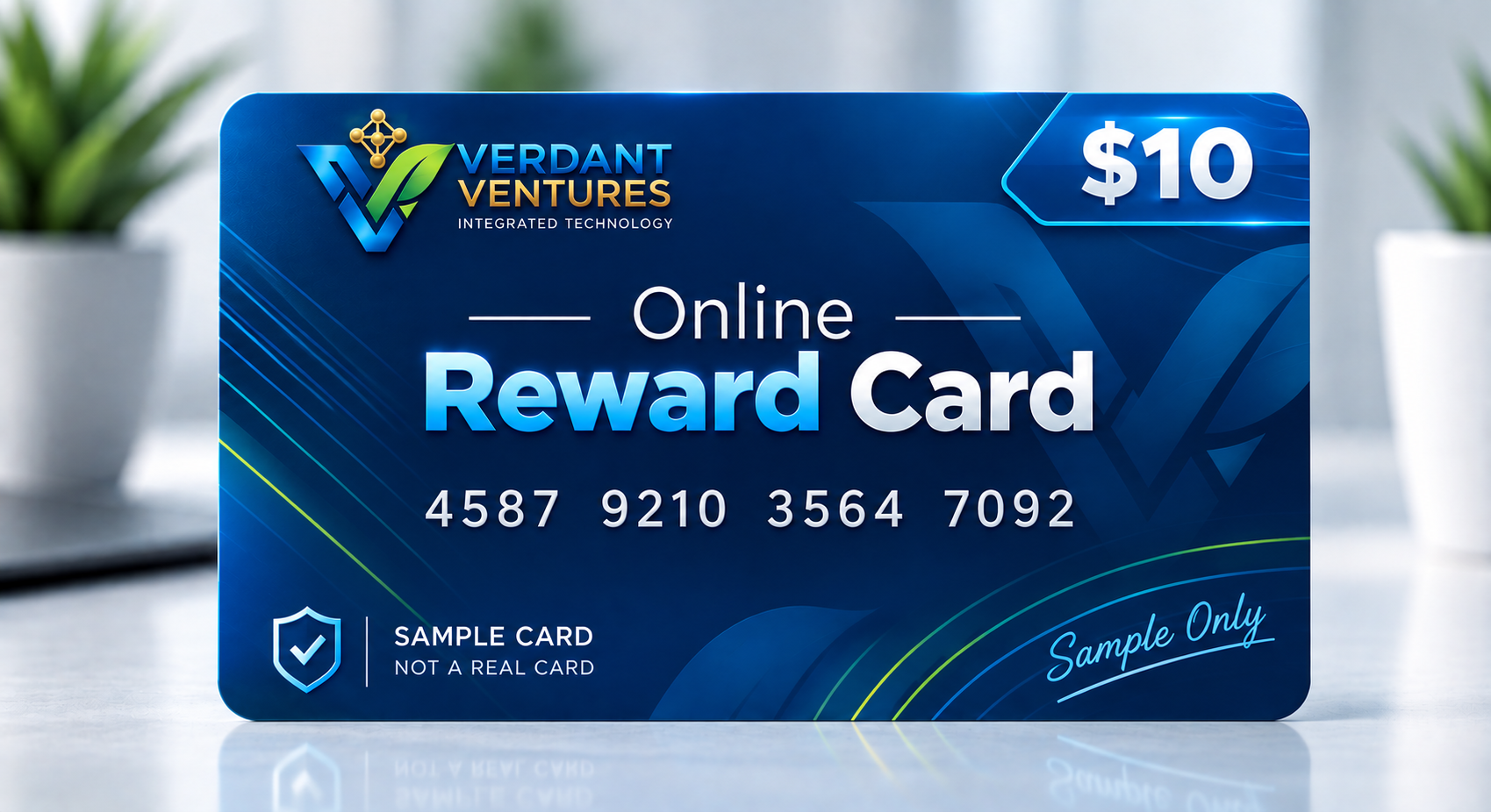 Sample Verdant digital reward card, not a real card